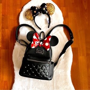 Disney Minnie Bow Backpack with Bundle of Headband